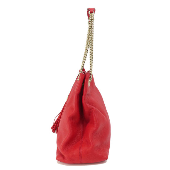 Gucci Chain Shoulder Soho Tote Bag Leather Red - Picture 3 of 9